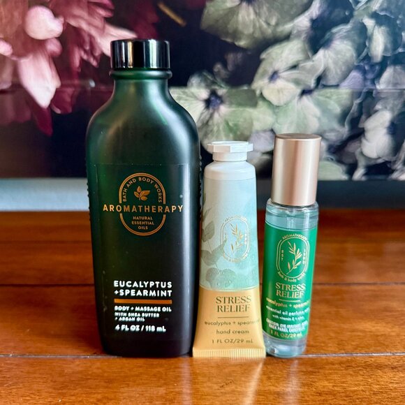 Bath & Body Works Other - NEW 3-Pc EUCALYPTUS & SPEARMINT Massage Oil, Hand Cream, & Essential Oil  BBW